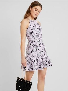 NWT Beautiful KEEPSAKE the Label Lavender Floral Halter Mini Dress